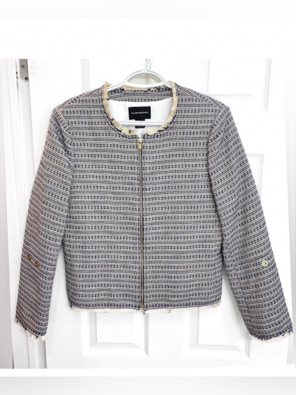 Club Monaco Navy and Cream Tweed Jacket